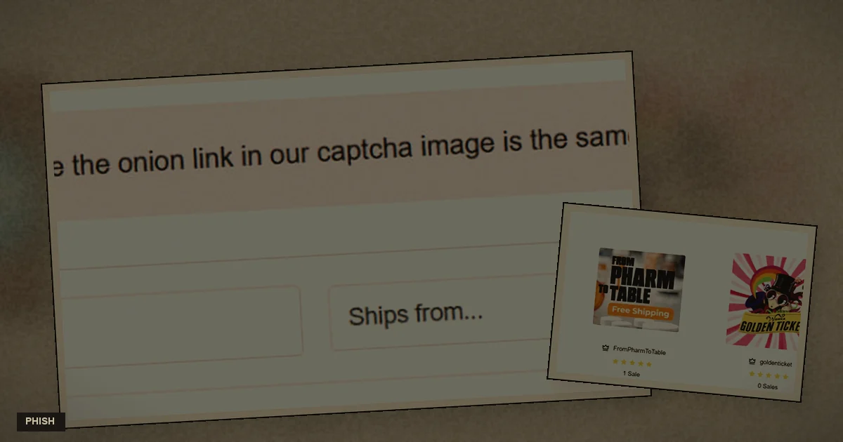 Phishing-warning photograph from the captured market UI