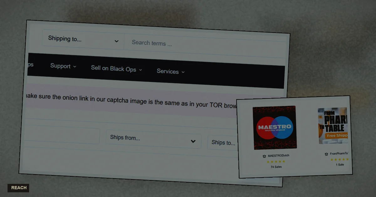 Tor-facing BlackOps market header photographed on fiber paper
